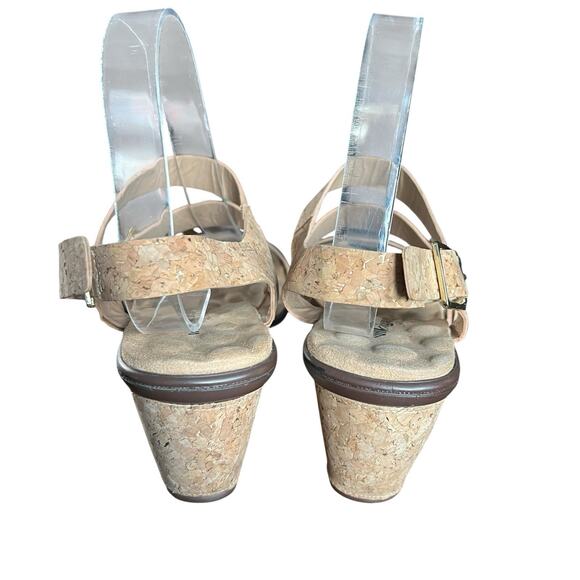 Walking Cradles Womens Cork Strappy Wedge Heel Sandals Size 7WW - Picture 5 of 9